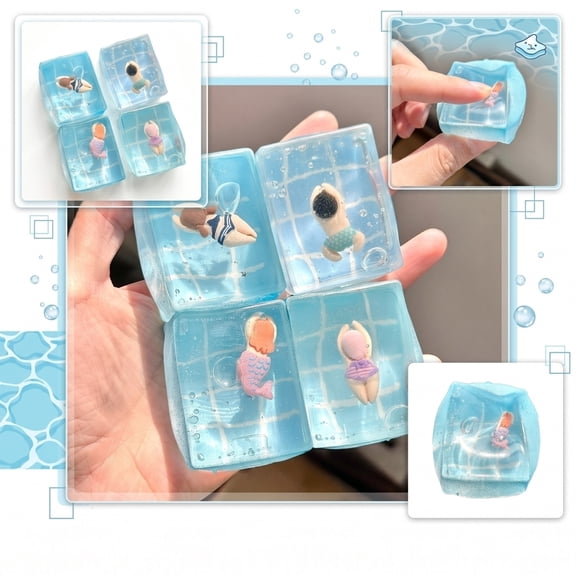 Random Single Square Swimming Pool Squishy, Slow Rebound Soft Squeeze Decompression Fidget Toy