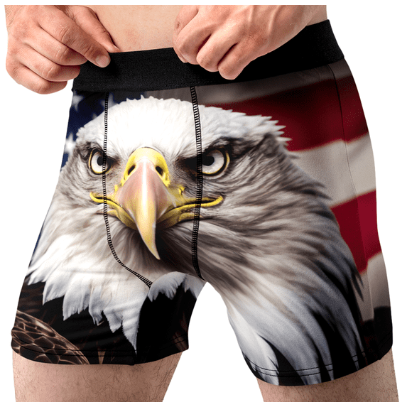 Random Stock Apparel Mens Boxer Briefs Bald Eagle Patriotic Underwear