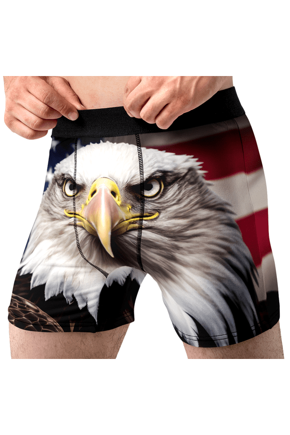 Mens Boxer Briefs Bald Eagle Patriotic Underwear