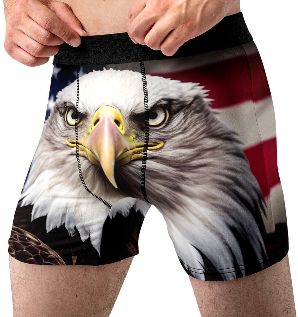 Random Stock Apparel Mens Boxer Briefs Bald Eagle Patriotic Underwear