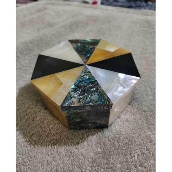 Random Work Trinket Box Hand Crafted Mother Of Pearl Mosaic Arts Jewelry Box
