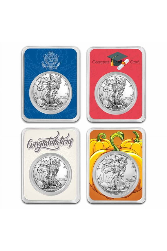 Random Year 1 oz Silver Eagle - w/Special Occasion Card, In TEP