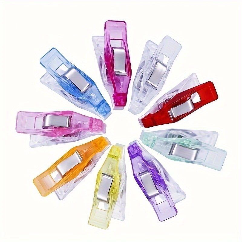 Randomly packed with 10 plastic clips for storage of mixed-color crafts, sewing clips, hemming and fixing clothing clips