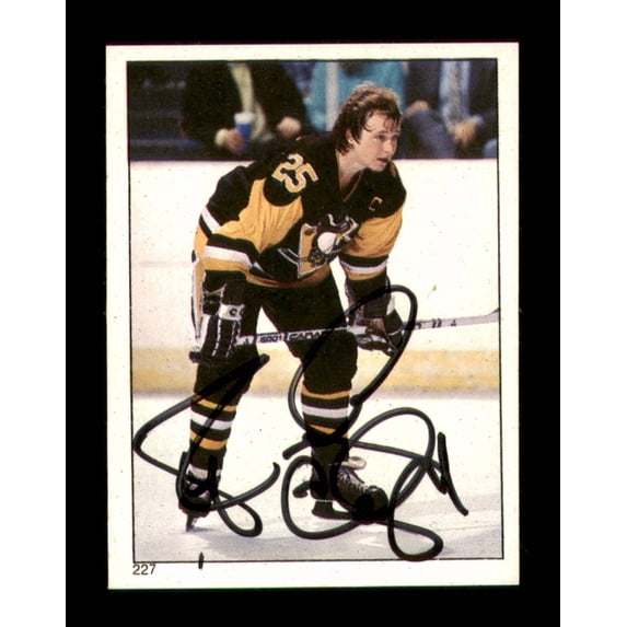 Randy Carlyle Autographed 1983-84 Topps Stickers Card #227 Pittsburgh Penguins SKU #251554