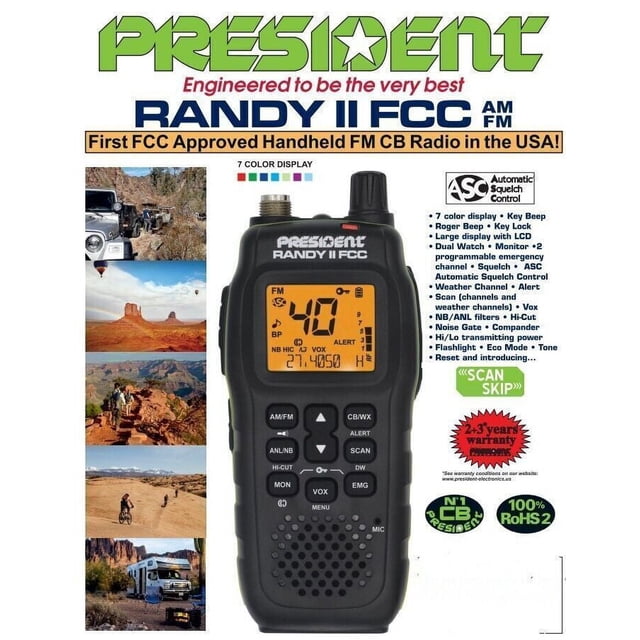 Randy II FCC Approved AM/FM Handheld Mobile CB Radio with Weather ...