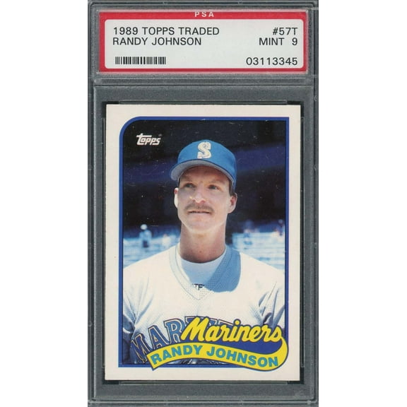 Randy Johnson 1989 Topps Traded Baseball Rookie Card RC #57T Graded PSA 9