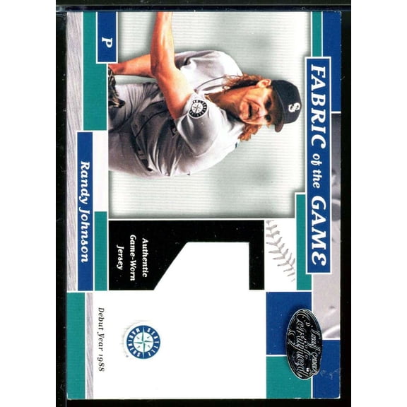 Randy Johnson M's Card 2002 Leaf Certified Fabric of the Game #75DY /88