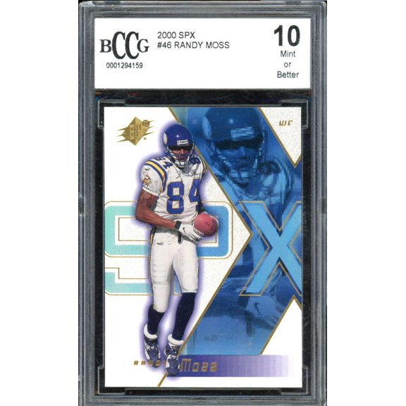 Randy Moss Card 2000 SPX #46 BGS BCCG 10 (holder scratching)