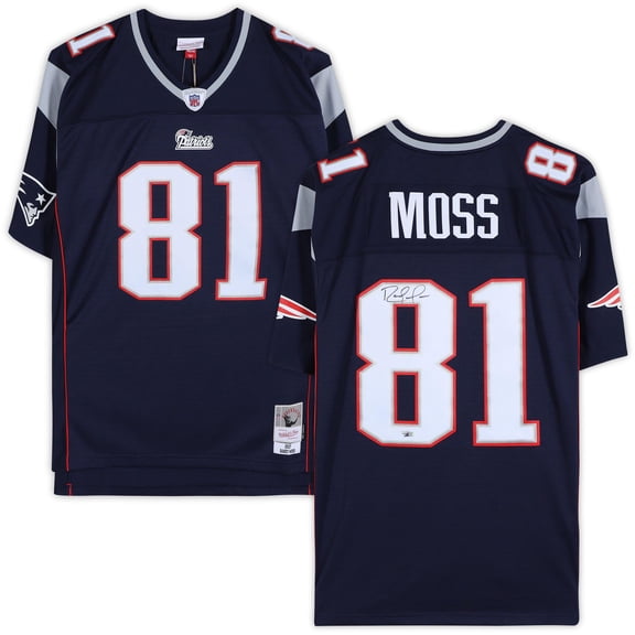 Randy Moss New England Patriots Autographed Mitchell & Ness Blue Replica Jersey - Fanatics Authentic Certified