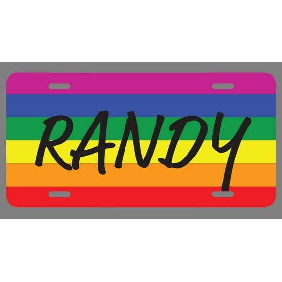 Randy Name Pride Flag Style License Plate Tag Vanity Novelty Metal | UV Printed Metal | 6-Inches By 12-Inches | Car Truck RV Trailer Wall Shop Man Cave | NP2449