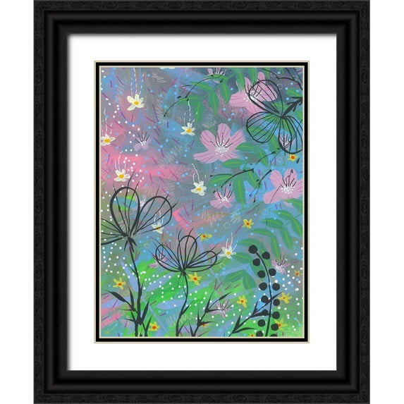 Randy Noble Fine Art 12x14 Black Ornate Wood Framed with Double Matting Museum Art Print Titled - Pinks