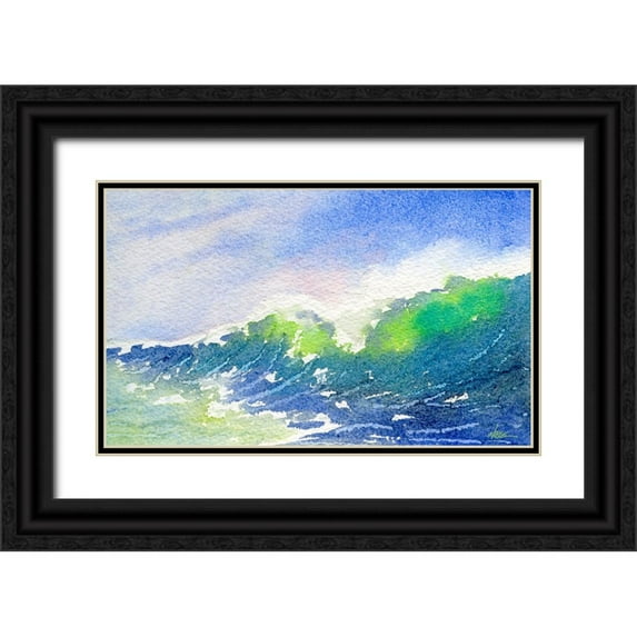 Randy Noble Fine Art 18x12 Black Ornate Wood Framed with Double Matting Museum Art Print Titled - Curl