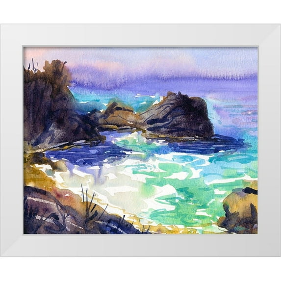 Randy Noble Fine Art 24x20 White Modern Wood Framed Museum Art Print Titled - Beach Cove
