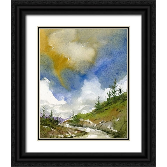 Randy Noble Fine Art 26x32 Black Ornate Wood Framed with Double Matting Museum Art Print Titled - Yellow Sky