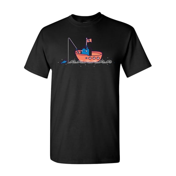Randy Otter Fishing Boat DT Adult T-Shirt Tee