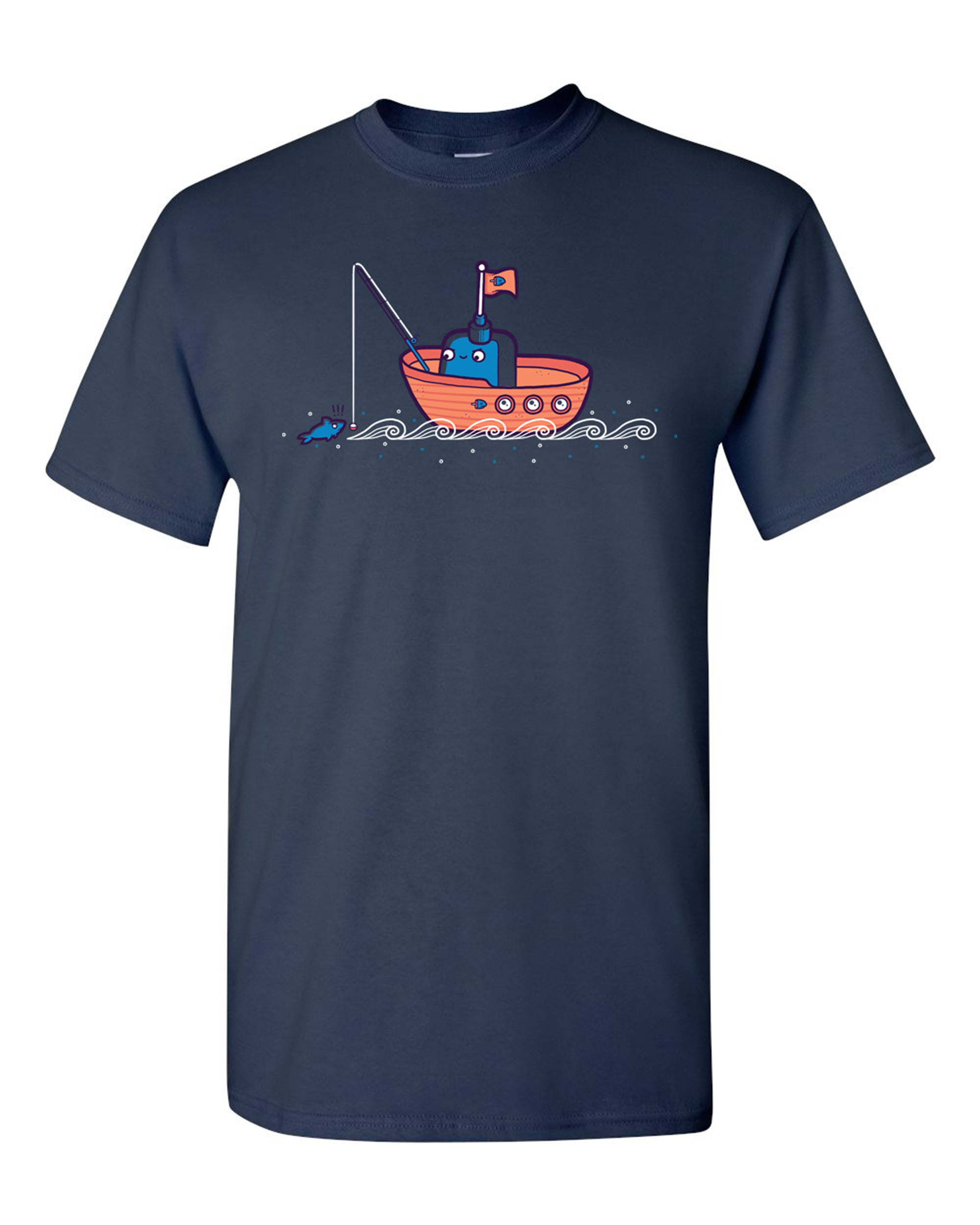 Randy Otter Fishing Boat DT Adult T-Shirt Tee 