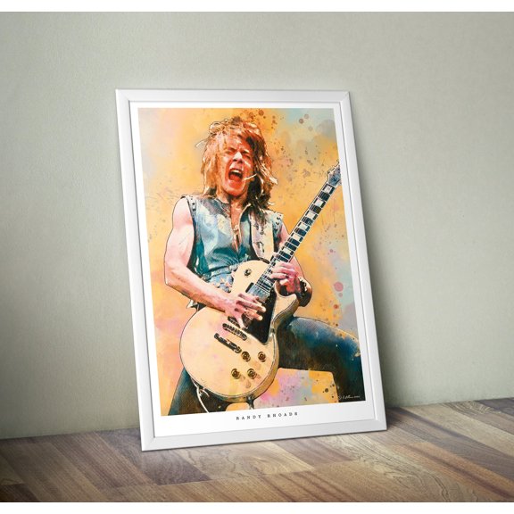 Randy Rhoads Watercolour Poster, Rock Guitar Legend Wall Art Print