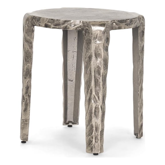 Randy Textured Silver Nickel Cast Aluminum Metal Accent Table