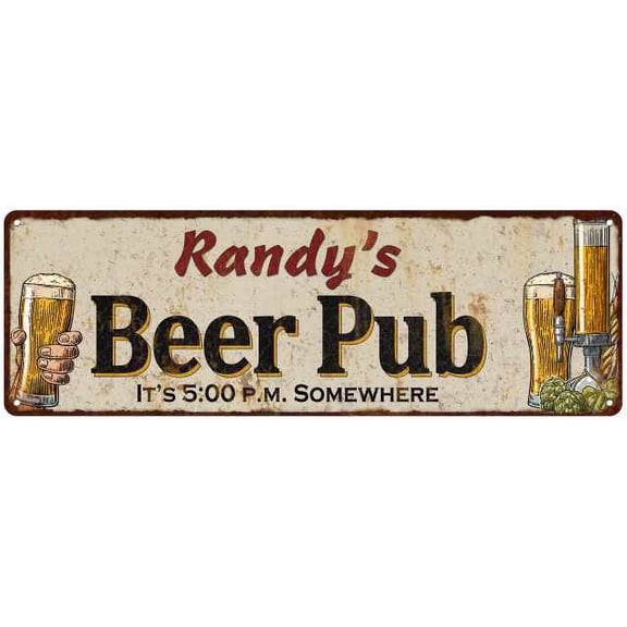 Randy's Beer Pub Man Cave Bar Decor Gift 6x18 Sign 106180053218