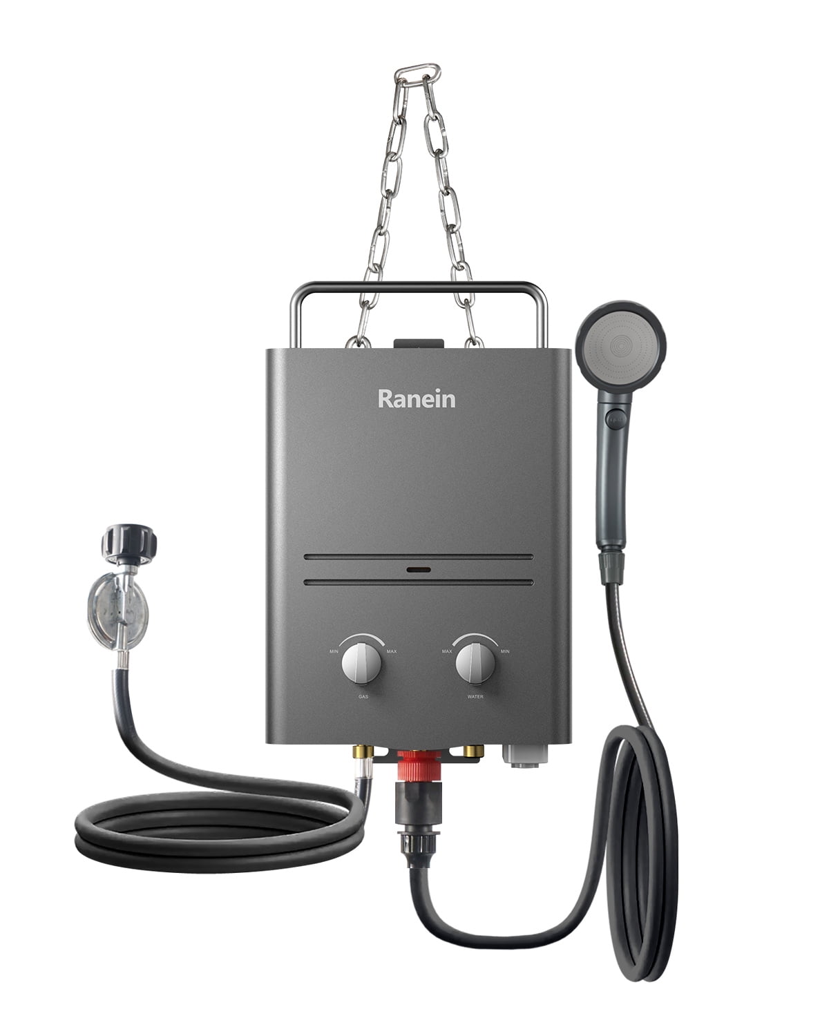 Ranein Portable Tankless Water Heater Outdoor, Propane 1.58 GPM Camping Water Heater, 6L, RO4KY, Grey
