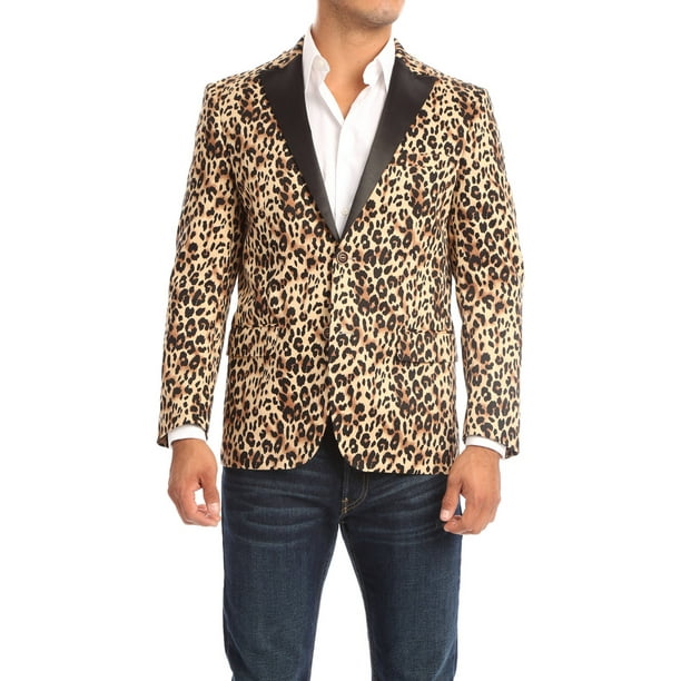Raneri Big Men's Leopard-print Slim fit Tuxedo Style Blazer - Walmart.com