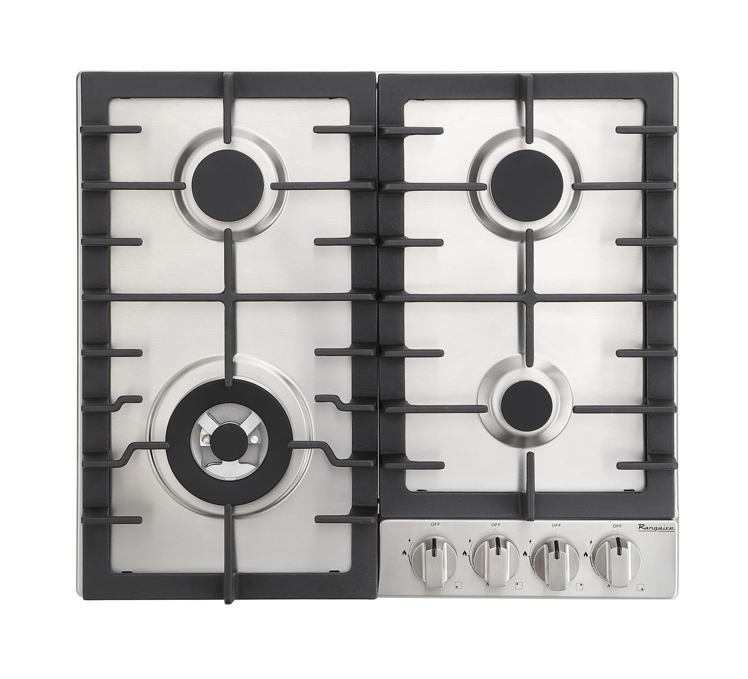 Rangaire RCG241S 24" Gas Cooktop - Stainless Steel, Sealed Burners, Cast Iron Grates, Die Cast Metal Burner Controls