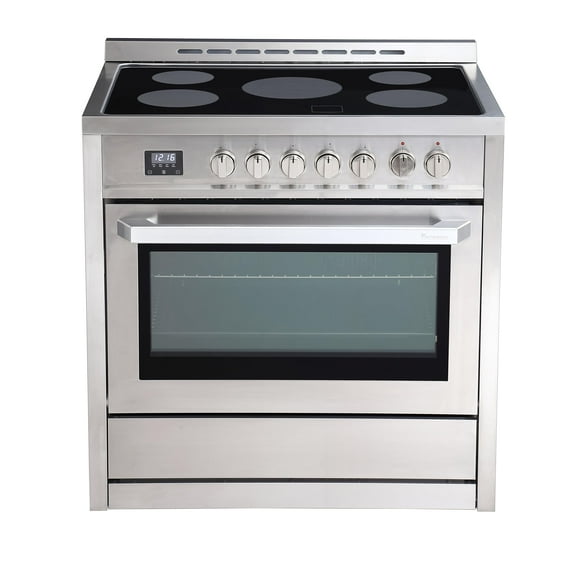 Rangaire RRE361TS 36" Electric Range Oven with Timer - Stainless Steel, Infrared Stove Burners, True Convection, Easy Reach Racks