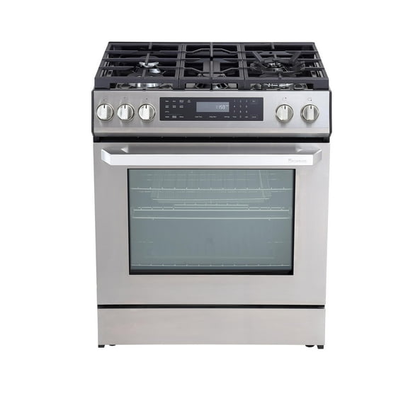 Rangaire RRG303GS 30" Glass Touch Gas Range Oven - Stainless Steel, Sealed Burners, True Convection, Self Cleaning, Easy Reach Racks