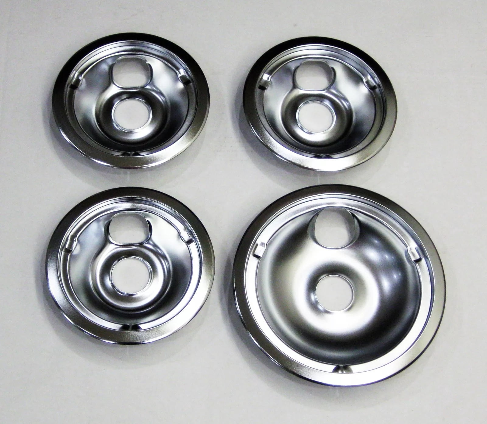 Range Burner Drip Pan Bowl Bib Set for GE 3 of WB31K5024 1 of WB31K5025 Chrome