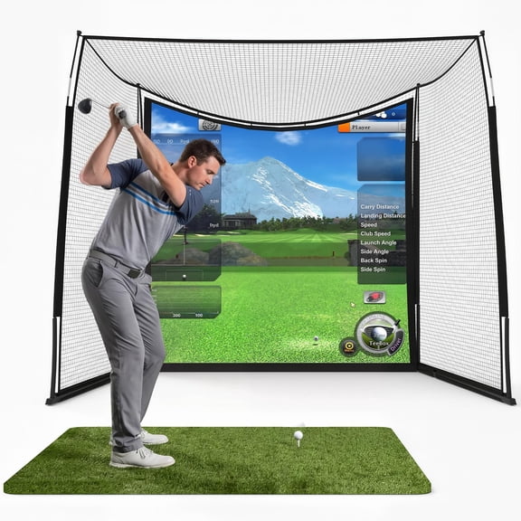 Range Cage 10 ft x 8 ft Golf Net Cage,ndoor & Outdoor Golf Practice Net for Full Swing Training and Home Golf Simulator Setups,Heavy Duty Golf Net for Driving Real Balls