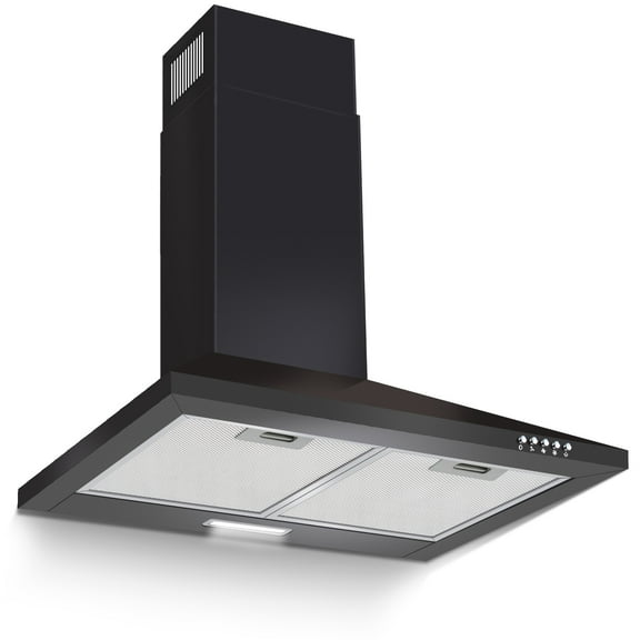 Range Hood 24 inch Wall Mounted Range Hood in Stainless Steel Convertible Stove Vent Hood 3 Speed black