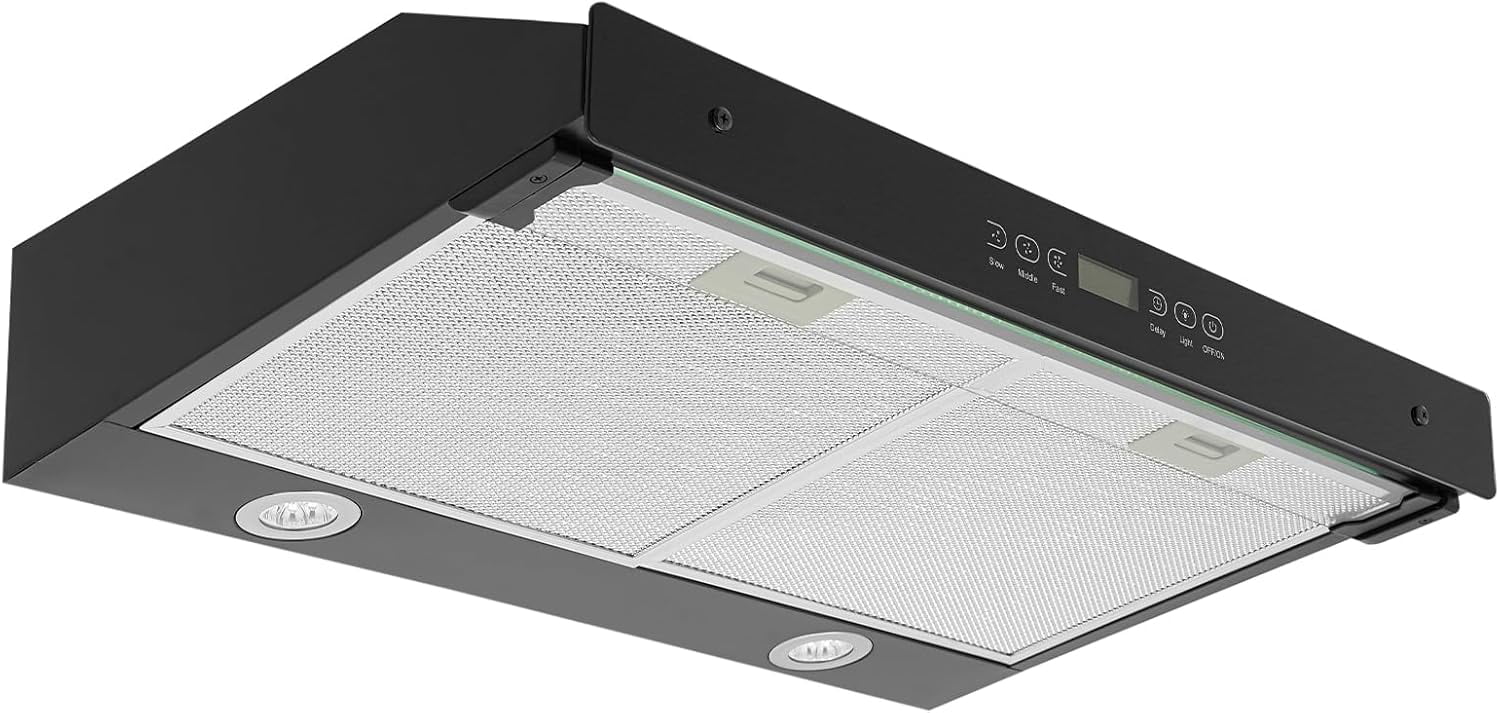 Range Hood 30 In 350 CFM Under Cabinet Range Hood 3 Air Speeds 2200 RPM Vent Hood with LED Lights, Upward/Sideways Venting Range Hoods for Kitchens Restaurants Hotels