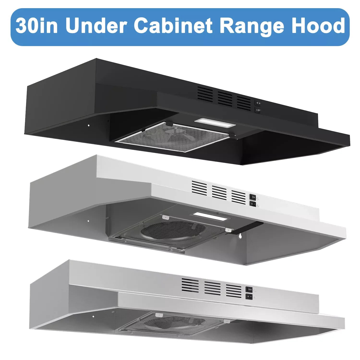 Range Hood 30 Inch Under Cabinet, Stainless Steel Kitchen Vent Hood ...