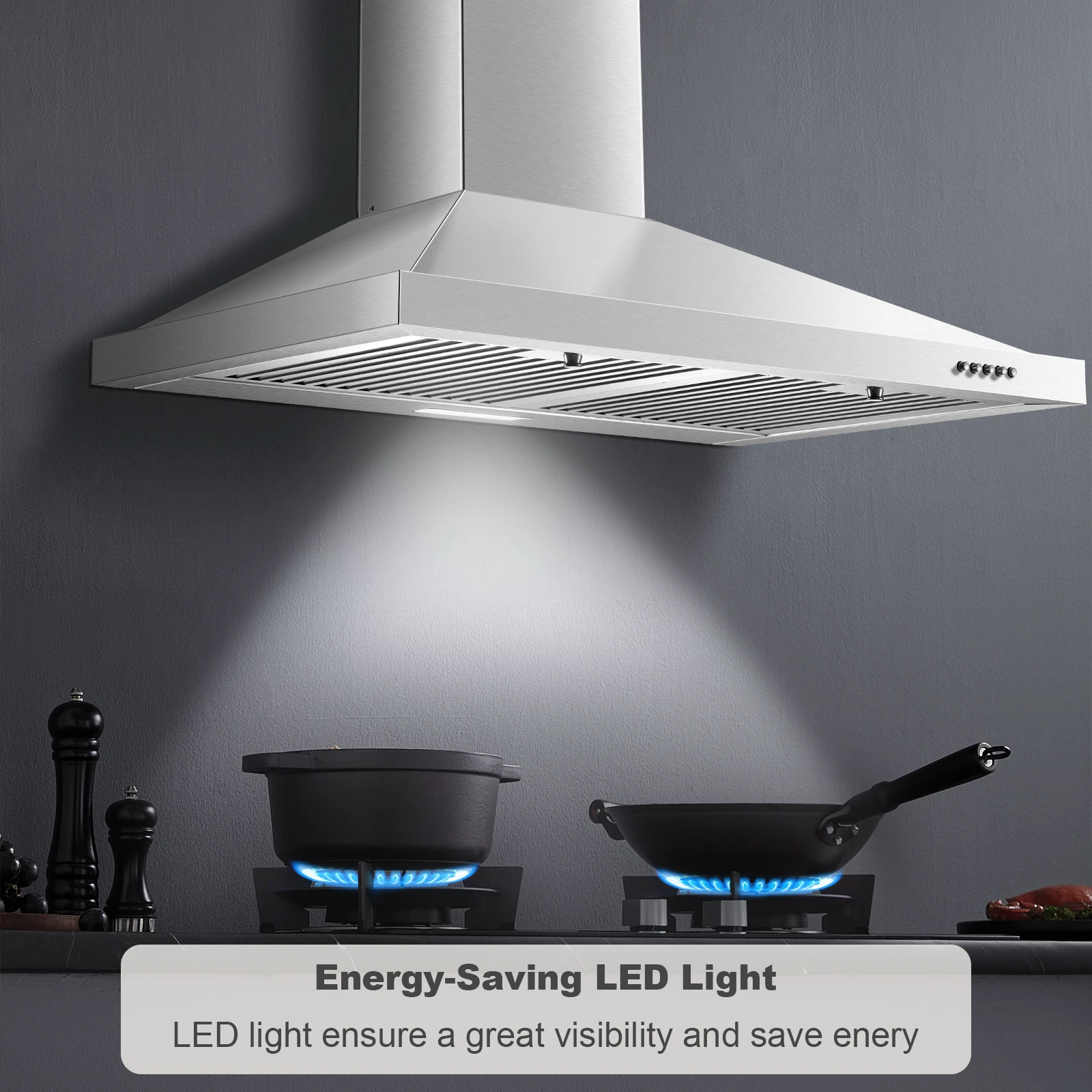 Range Hood 30 inch 450 CFM Wall Mount Range Hood with Baffle Filters 3 Speed Fan Vent Hood