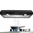 thumbnail image 1 of Range Hood 30 inch Under Cabinet,Black Stainless Steel Range Hood with 500 CFM,Ductless Range Hood Black,Kitchen Vent Hood 30 inch with 3 Way Venting,Baffle Filters,LED Light, 1 of 13