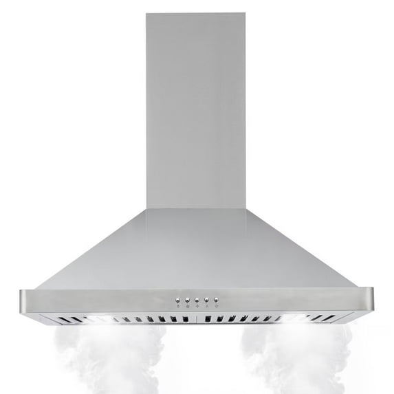 Range Hood 30 inch, Stainless Steel Range Hood Ducted/Ductless Convertible Duct, Wall Mount Kitchen Hood w/Baffle Filters, 3 Speed Fan, LED Light and Touch Control