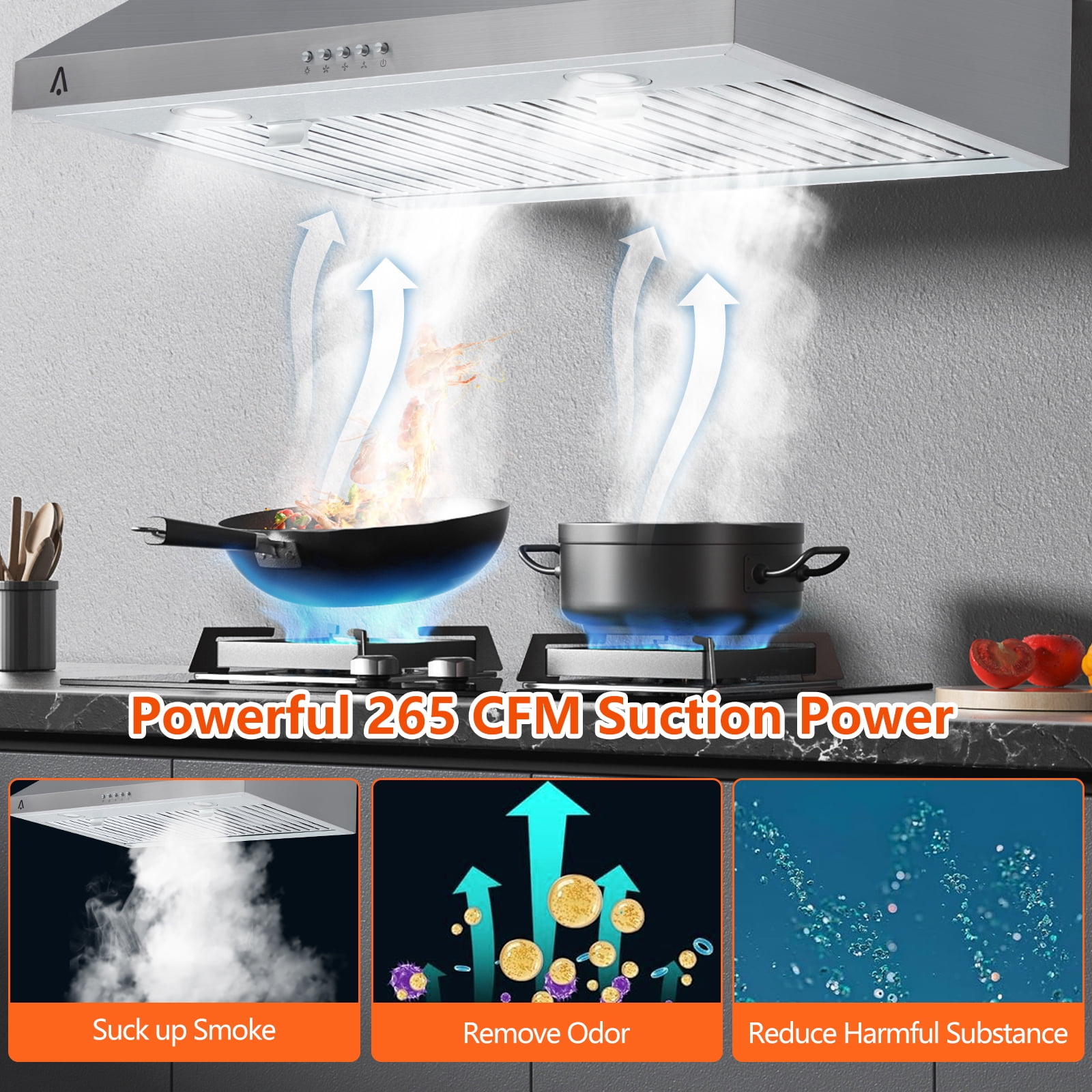 Range Hood 30 inch, Under Cabinet Range Hood, Slim Kitchen Over Stove ...