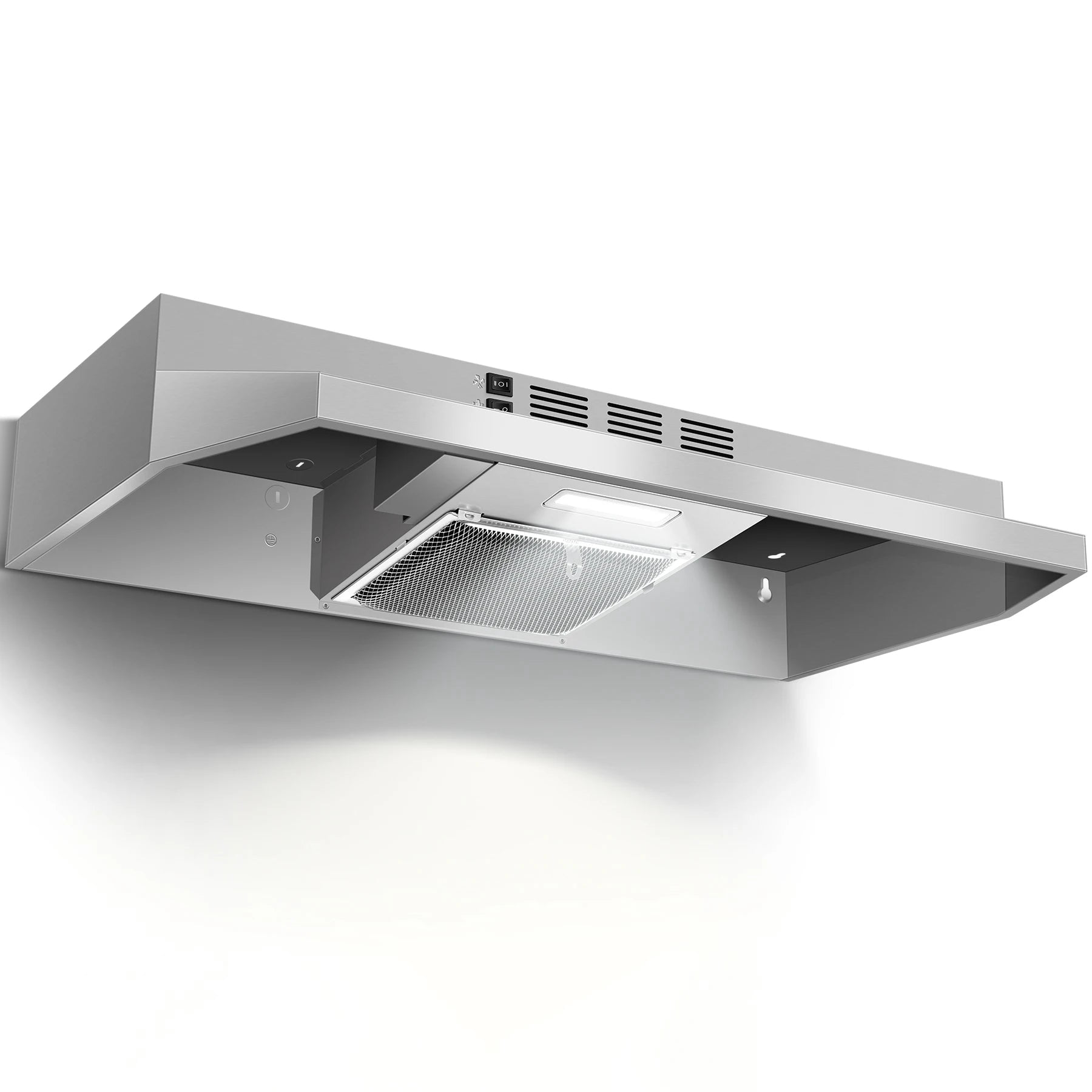 Range Hood 36 Inch Under Cabinet, Stainless Steel Kitchen Vent Hood 280CFM, Built-in Kitchen Stove Hood W/Rocker Button Control