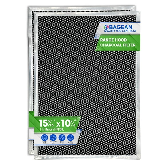 Range Hood Charcoal Filter Replacement Fits 15.29 x 10.86 BPPF30 Broan Range Hood Filter - Carbon Filter for Ductless Range Hood - Filters and Freshens the Air Over the Oven (2-Pack)