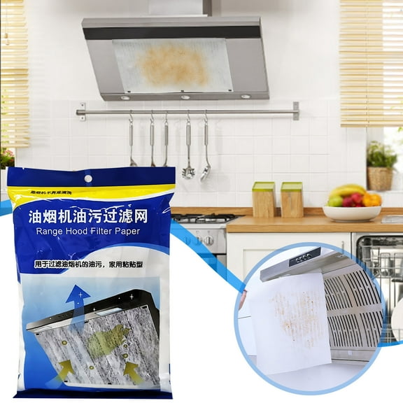 Range Hood Filter Disposable Grease Absorbing Paper for Kitchen Vent, Non-Woven Oil Proof Mesh, 12 Pack, Fits Most Side-Suction Models
