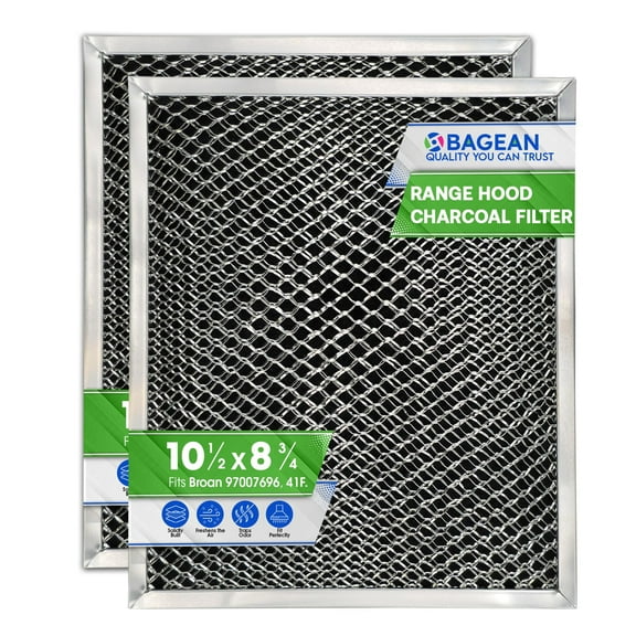 Range Hood Filter Replacement 10.5" x 8.8" for 41F 97007696 Broan Charcoal Grease Filter Combo - Ductless Hood Filter - Metal Mesh Screen Filters Grease and Carbon Freshens Kitchen Air (2-Pack)