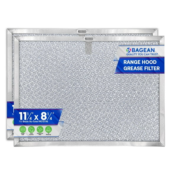Stove Hood Vent Filter Replacement for 99010196 11.25" x 8.25" Broan Range Hood Filter and Nutone Kitchen Fan Filter - Metal Filter for Range Hood - Filters Oven Grease From Kitchen Air (2-Pack)