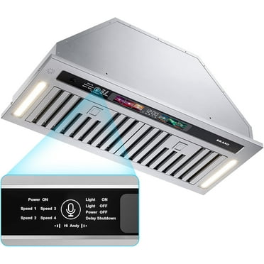Range Hood Insert 30 Inch, 900 CFM Smart Voice/Gesture/Touch Control, 4 Speed Exhaust Fan, Stainless Steel Kitchen Hood with Charcoal Filter, Ducted/Ductless Convertible