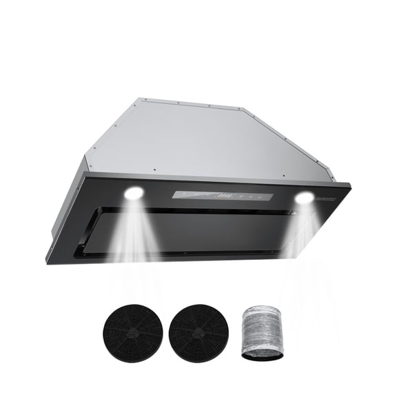 Range Hood Insert, 30Inch Built-in Kitchen Vent Hood, 800CFM Stainless Steel Stove Hood, with Gesture & Touch Control, LED Light, Baffle Filters, 4-Speed Exhaust Fan, Ducted/Ductless Convertible