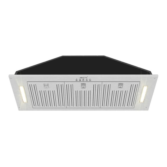 Range Hood Insert 36 Inch 600 CFM Built-in Kitchen Hood with 3 Speeds Ultra-Quiet Stainless Steel Ducted Vent Hood Insert with LED Lights & Dishwasher Safe Filters, Button Control Hood Vent-Warm White