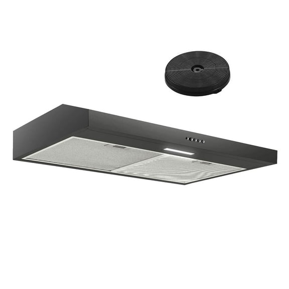 Range Hood Under Cabinet Kitchen Hood 30 inch Kitchen Vent Black Hood 230 CFM Flow with Carbon Filter