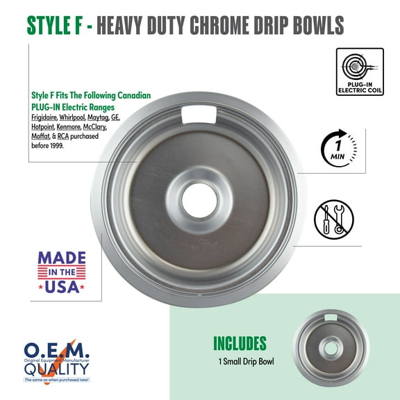 Range Kleen 110A One Large Style F Heavy Duty Chrome Drip Bowl