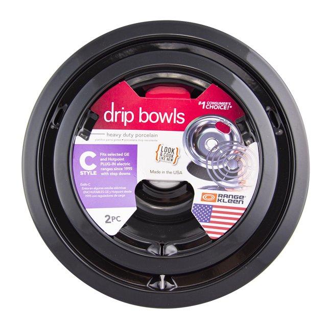 Range Kleen 2Pack Porcelain Drip Pan Set, Black