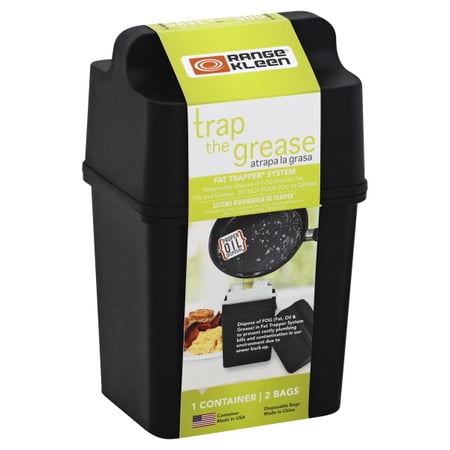 Range Kleen 2-Piece Black Fat Trapper with 2 Resealable Disposable Bags