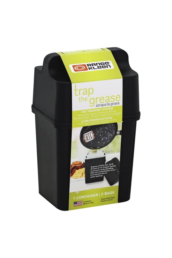 2-Piece Black Fat Trapper with 2 Resealable Disposable Bags